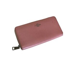 Coach Pink Crossgrain Leather Accordion Zip Around Long Wallet 58039